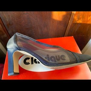 Navy Blue Mesh Heels